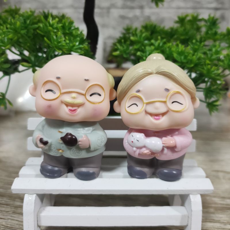 ตุ๊กตาคู่รักตายาย แต่งเค้ก แต่งกระถางต้นไม้