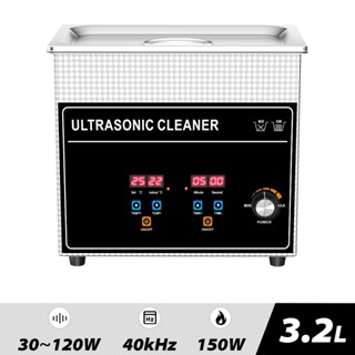 Gtsonic เครื่องทําความสะอาดอัลตราโซนิก 3.2 ลิตร 40000Hz 30W-120W ตัวจับเวลาความร้อน แบบปรับได้ พร้อมตะกร้าทําความสะอาด SUS304