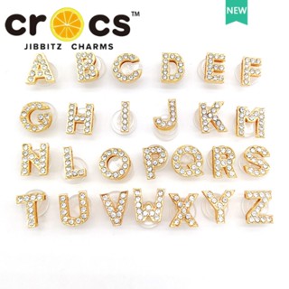 Jibbizt กระดุมโลหะ รูปตัวอักษร สีทอง อุปกรณ์เสริมสําหรับตกแต่งรองเท้า Crocs