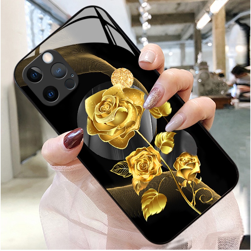 Dmy เคสกระจกนิรภัย สําหรับ iphone 14 12 mini 13 pro max 15 pro 11 XS max XR X 6S 6 plus 7 8 plus