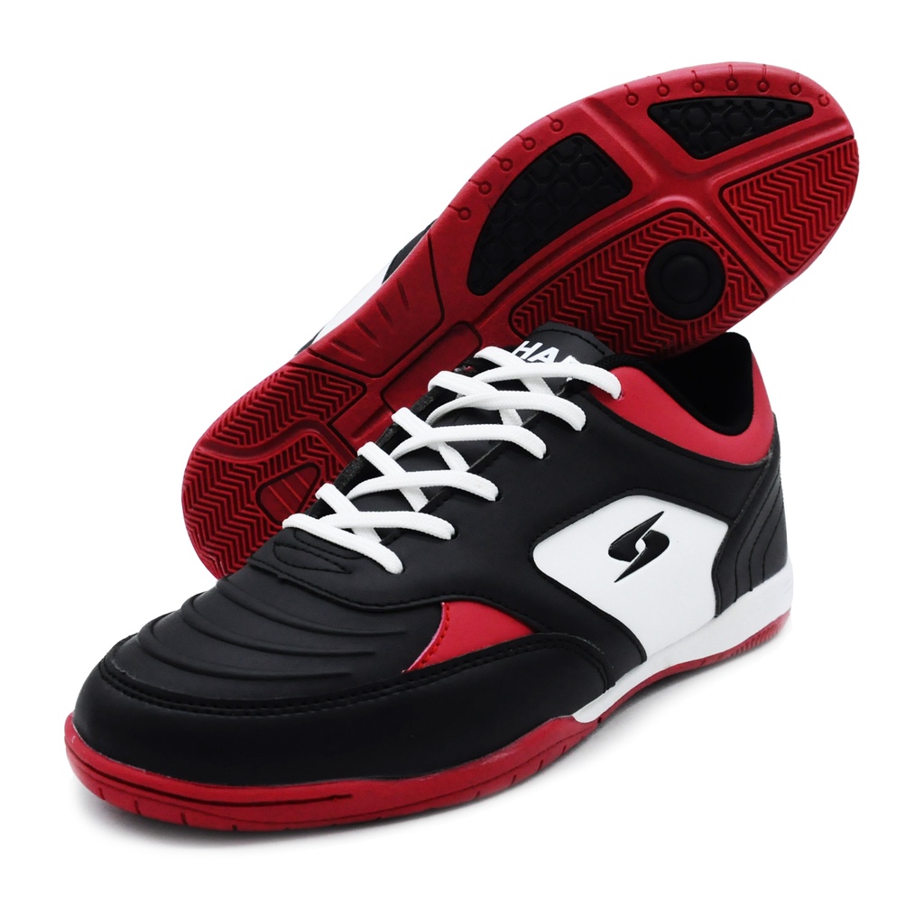 HARA Sports รองเท้าฟุตซอล รุ่น Smash รองเท้าฟุตซอล สีดำ-แดง FS27