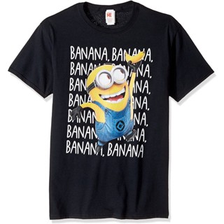 หนาน่ารัก100%cotton เสื้อ ยืด ผ้า มัด ย้อม Despicable Me Mens Minions Dave Soaring Banana Dance Funny Graphic Tee men เ