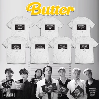 เสื้อวันพีช เสื้อสาวอวบ BTS บัตเตอร์แอ่งเสื้อเชิ้ตซุกซอว์ (สีขาว) ^#J เสื้อยืดผู้ชาย90 เสื้อแฟชั่นผญ