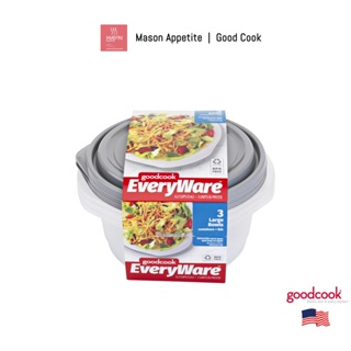 10845 GoodCook 6.2-Cup Food Container Large Bowl 3PC Set ชุดกล่องอาหาร ทรงกลม ใหญ่ 3 กล่อง+3ฝา กู๊ดคุก 6.2C