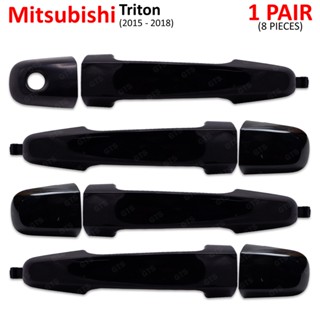 มือเปิดนอกประตู 4 ประตู สีดำเงา ใส่ มิตซูบิชิ แอล200 ไทรทัน Mitsubishi L200 Triton MR MQ Pick Up ปี 2015-2022