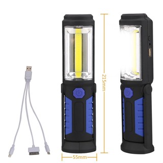 ไฟฉาย LED โคมไฟมือถือ โคมไฟซ่อมรถยนต์ ตะขอเกี่ยวท้ายแม่เหล็ก แบตสำรองชาร์จมือถือ USB Rechargeable