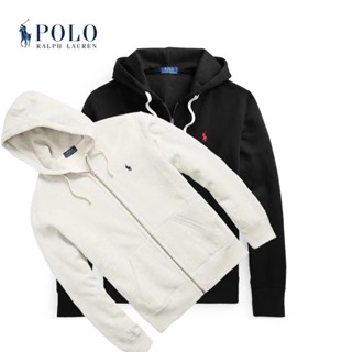 Ralph Lauren autumn and winter mens small horse logo casual hooded long-sleeved sweater zipper coat cotton brushed fleece hoodie 350