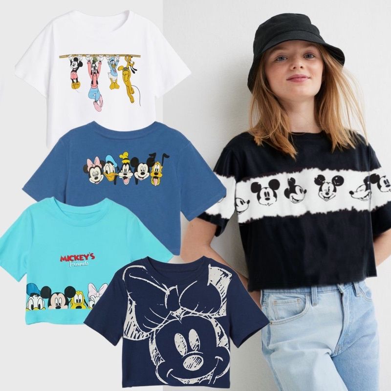 Disney Mickey Minnie Mouse Girls Crop Top ขนาด 4y 6y 8y 10y 12y Ammigoz เด็ก Crop Top สาว