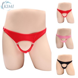 ⭐ Big discount⭐Briefs Men Ice Silk Lingerie Low-Rise Open Front Sissy Thong With Hole