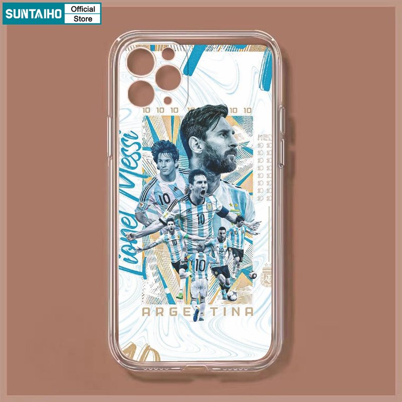 Suntaiho ใหม่ เคสโทรศัพท์มือถือแบบนิ่ม TPU ใส ลายโปสเตอร์นักฟุตบอลชื่อดัง Messi แฟชั่น สําหรับ iPhone 11 XR XS Max X 7 8 Plus 2022 11 Pro Max 12 Pro Max 13 Pro Max