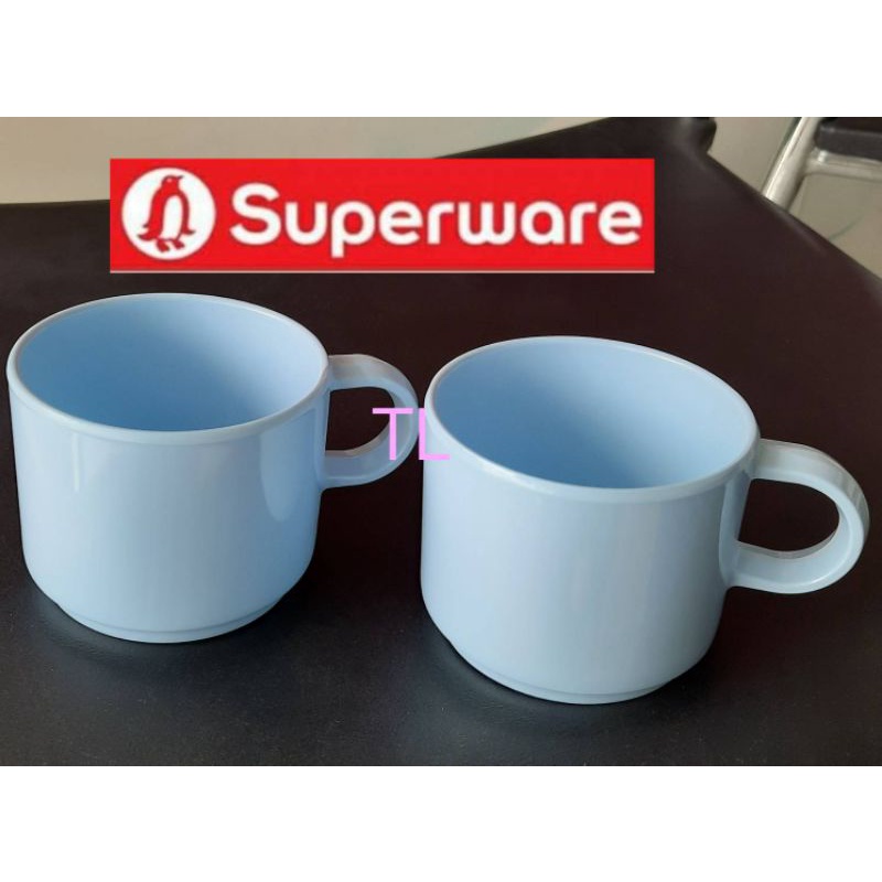 แก้วกาแฟซุุปเปอร์แวร์ 2ใบ สีฟ้า (ไม่มีกล่อง) เมลามีน100% ตรานกเพนกวิน superware