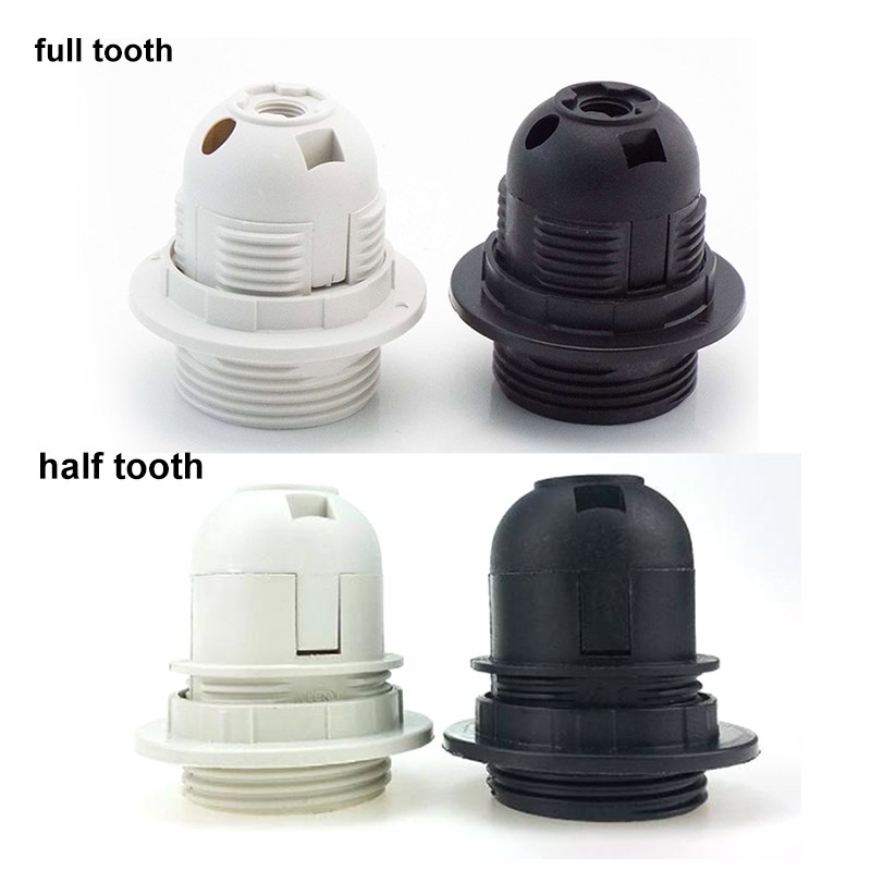 ฐานหลอดไฟ พลาสติก 250V 4A E27 สกรูครึ่งวงแหวนซ็อกเก็ตโคมไฟ สําหรับ E27 สีขาว สีดํา 5 ชิ้น THH1