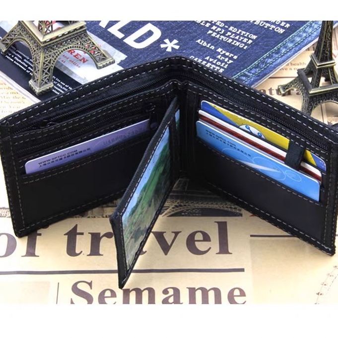 Leefo Denim Wallet Men Jeans Wallet Bifold Fashion Purse