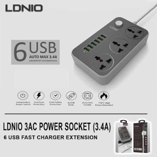 ของแท้ ปลั๊กไฟ ปลั๊กพ่วง LDNIO SC3604 6 USB Power Strip with 3 AC + 6 USB Ports - 2M รับประกัน 7 วัน