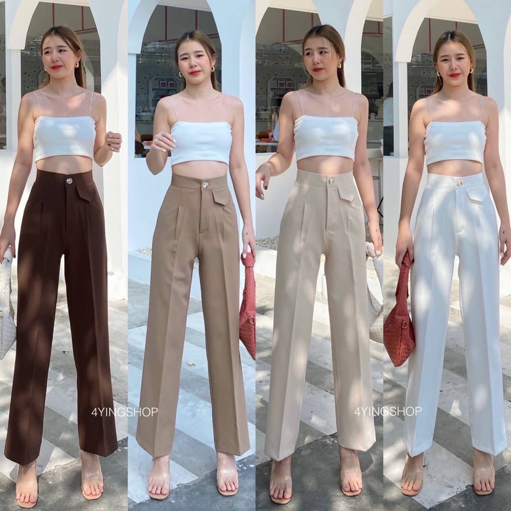 🍀กางเกงทำงานขากระบอกกลางกระเป๋าจิ๋ว ผ้าA80 By 4YINGSHOP