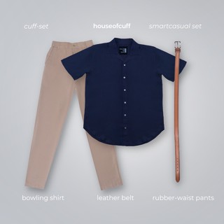 Smartcasual Set 13: เสื้อโบว์ลิ่ง กางเกงทางการ ยาง เข็มขัด