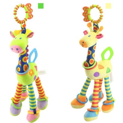 ตุ๊กตายีราฟตัวใหญ่สำหรับเด็กเล็ก สีสดใสช่วยเสริมพัฒนาการและกล้ามเนื้อเด็ก แขวงได้ทุกที่จะเตียงหรือรถเข็น - รูปที่ 3