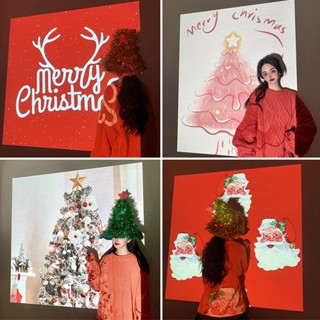 โคมไฟโปรเจคเตอร์ Merry Christmas สําหรับตกแต่งปาร์ตี้ฮาโลวีน