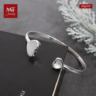 MT กำไลข้อมือเงินแท้ รูปหัวใจ ตกแต่งหินอ่อน ข้อมือ 16, 17, 18 ซม. Solid 925 Sterling Silver Bangle (sbg409) MT Jewelry มณีธารา