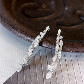 Gems Heritage : ต่างหูเพชรตุ้งติ้ง เพชรแท้น้ำ98 เรือนทองคำขาว18k Waterfall Diamond Earrings (ERWG093)