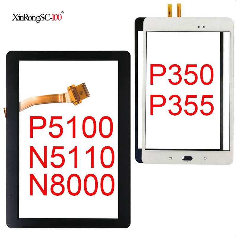 แผงสัมผัสสําหรับ 10.1 นิ้ว Samsung Galaxy Tab 2 GT-P5100 P5100 P5110 N8000/Tab A 8.0 P350 P355 SM-P350 SM-P355 8 นิ้วหน้าจอสัมผัส Digitizer LCD เซ็นเซอร์กระจกด้านนอกหน้าจอ