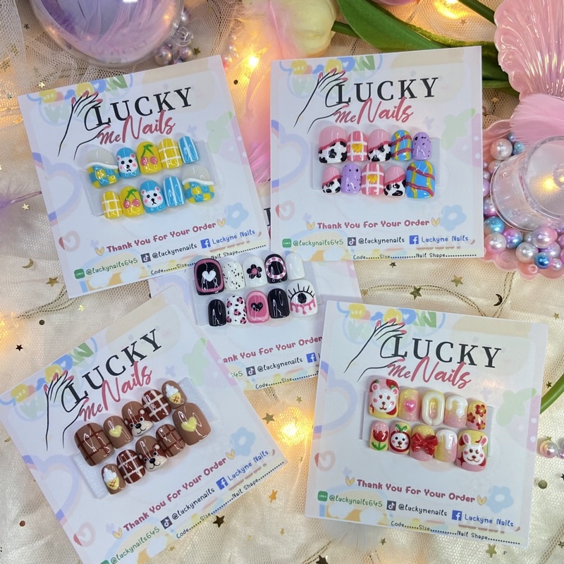 SH130 เล็บปลอมเจลแท้พร้อมติด ฟรีกาว+ตะไบ และของแถมสุด cute