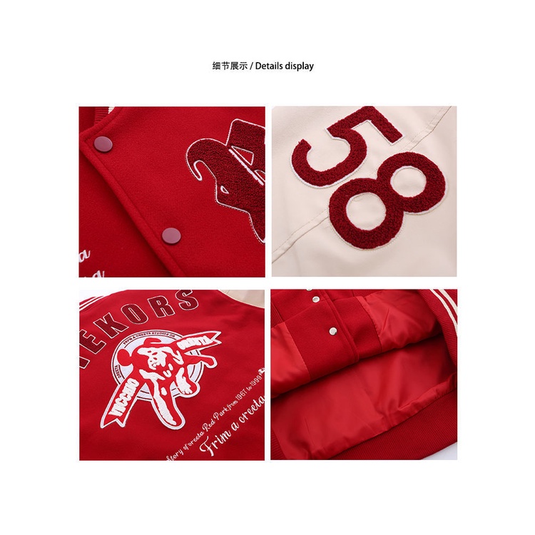 BBlack Red Oversize Varsity Jacket Vintage Men R Letter Embroidery Baseball Bomber Coats Women Hip Hop Streetwear Leathe #4