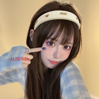 ALISOND1 Elegant Rhinestone Hair Hoop Luxury Korean Style Headband Female Headband Letter Wide-Brimmed Wash Face Gift For Girl Sponge Retro Pearl Hairband