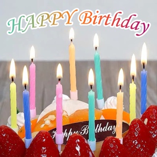 เทียนวันเกิด  birthday candle เทียนสีๆ Happy Birthday เทียนแท่งยาว สีเมทาลิค HBD ปาร์ตี้