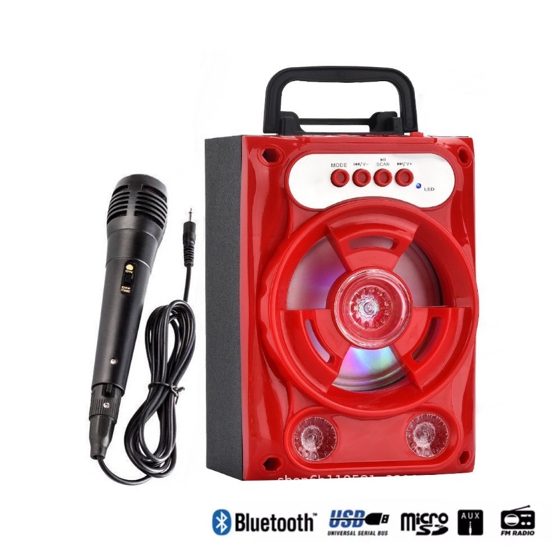 ลำโพงบลูทูธ BFUBF แบบพกพา ไร้สาย ซับวูฟเฟอร์  ไฟ LED  แบตเตอรี่ 1200 mA  มี 3 สี