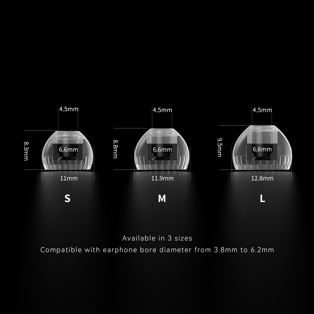 Trn T-ชุดซิลิโคน Eartips 3 คู่หูฟังชุดหูฟังหูฟังสําหรับ TRN KZ QKZ SIMGOT MOONDROP CCA TFZ หูฟัง