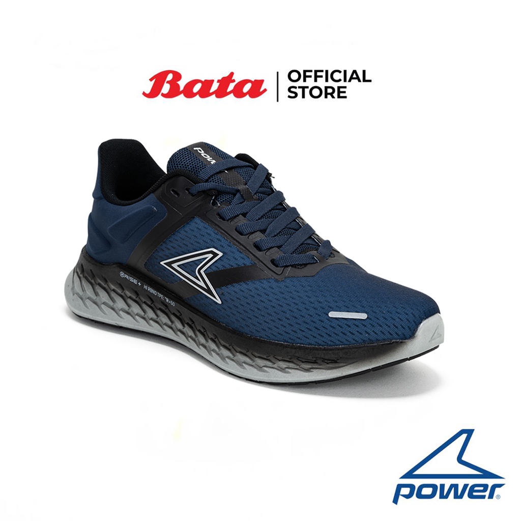 Bata บาจา ยี่ห้อ Power รองเท้าออกกำลังกายวิ่ง แบบผูกเชือก รองรับน้ำหนักเท้า สำหรับผู้ชาย รุ่น XoRise+ 500 GT สีน้ำเงิน 8189625