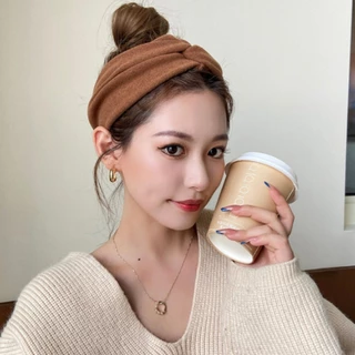 ที่คาดผม ผ้าฟาบริค สีพื้น เครื่องประดับผม ปีกกว้าง ล้างหน้า สไตล์เกาหลี สําหรับผู้หญิง
