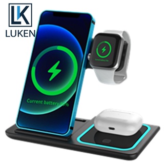 Luken 3 in 1 แท่นชาร์จไร้สาย 15W แบบพกพา สําหรับ IP Watch Airp