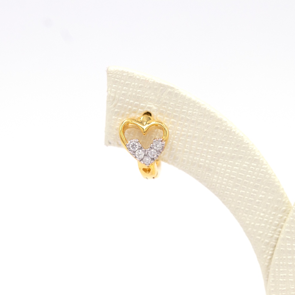 Happy Jewelry ต่างหูห่วงหัวใจ ฝังเพชรน่ารักๆ ต่างหูทองเพชรแท้ ทองแท้ 37.5% ER244