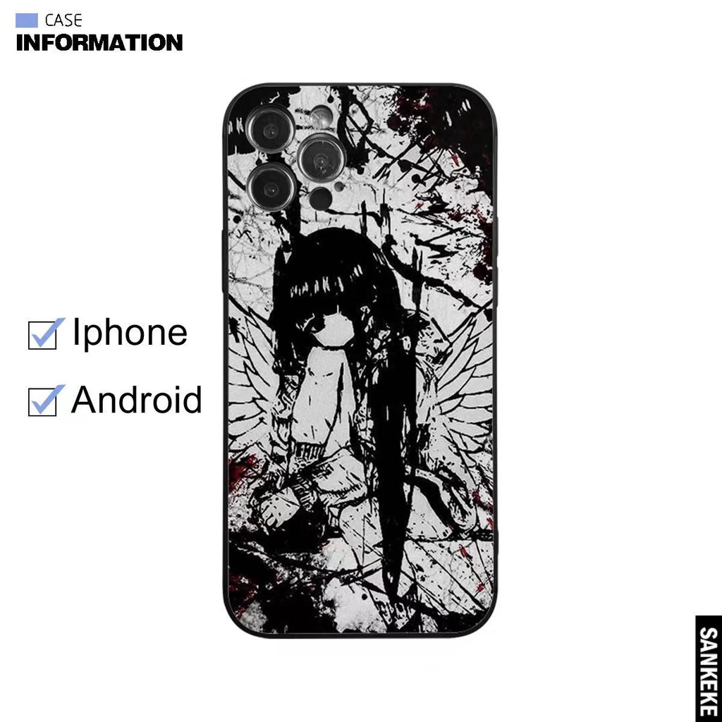 [รองรับทุกรุ่น/LZ0249] ของแท้ เคสโทรศัพท์มือถือ ลายภาพประกอบ สองมิติ สีดํา สีขาว สําหรับ Apple iPhone13promax 12 6 7 8 11