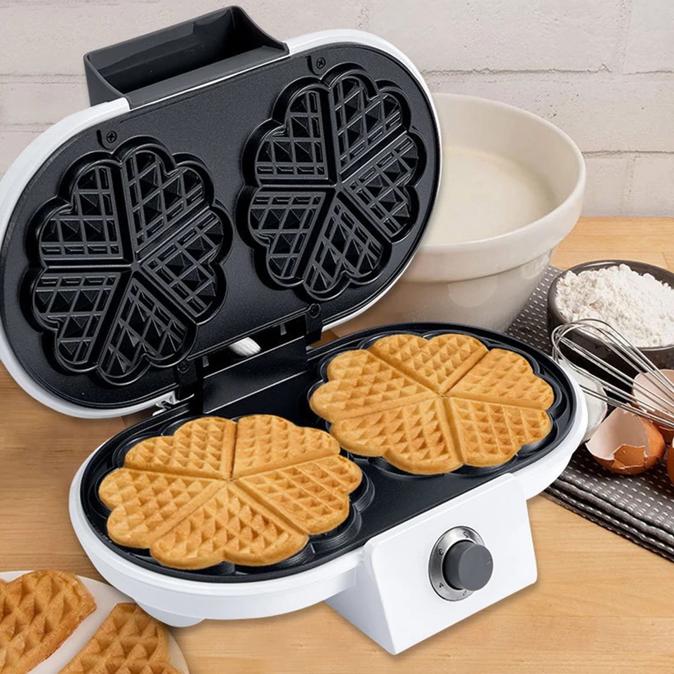 วาฟเฟิล2หัว เครื่องทำวาฟเฟิลMini Waffle Maker เครื่องวาฟเฟิล ปรับความร้อนได้5ระดับ