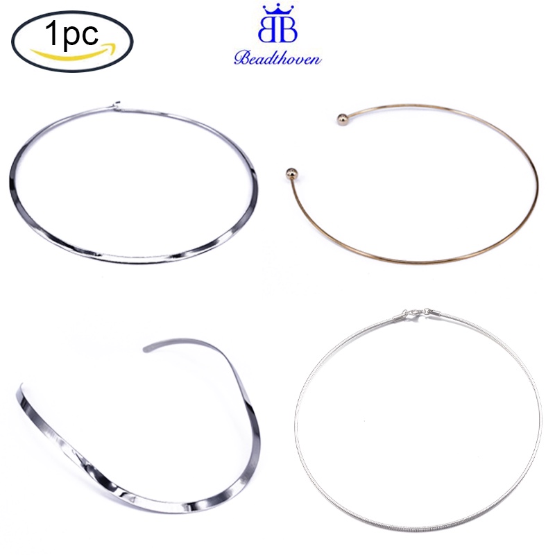 สร้อยคอโชคเกอร์ สเตนเลส 304 พร้อมตะขอก้ามปู สเตนเลส 15.8 นิ้ว (40.1 ซม.) 6 ชิ้น