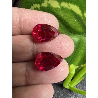 Ruby 9x13mm 2 pieces 13 carats synthetic corundum