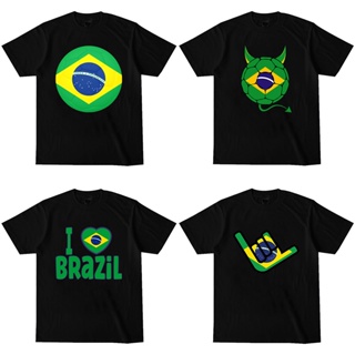 เสื้อยืดคอกลม พิมพ์ลาย Mingyuan Brazil World Cup 2022 Qatar Design 4 สีดํา สีขาว สําหรับผู้ชาย และผู้หญิง