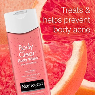 [ของแท้ 100%] NEUTROGENA BODY CLEAR BODY WASH PINK GRAPEFRUIT SALICYLIC ACID ACNE TREATMENT 8.5 oz.