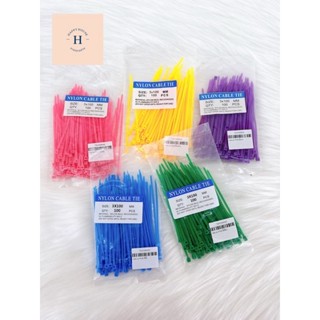 เคเบิ้ลไทร์ สี ขนาด 3x100mm 100เส้น หนวดกุ้ง หลากสี สำหรับรัดสายไฟ Multi-Color Cable Tie