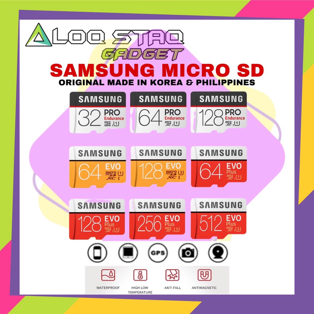 Samsung Micro SD, การ์ดหน่วยความจํา EVO/EVO+/EVO Plus/EVO Select/PRO+/PRO Plus/PRO Endurance 16GB/32