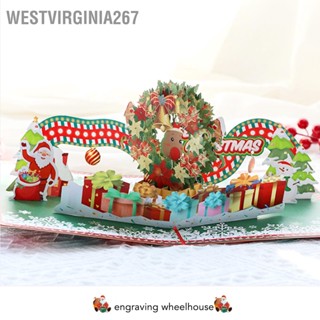 BWestvirginia267 พวงหรีดกระดาษแกะสลัก รูปคริสต์มาส 3D พร้อมซองจดหมาย