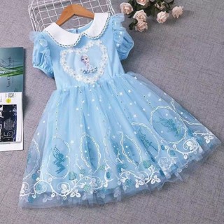 พร้อมส่ง เดรสเอลซ่า คอปก พิมลายชายกระโปรง