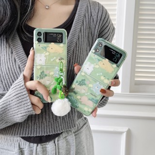 เคสโทรศัพท์มือถือแบบนิ่ม กันกระแทก ลายการ์ตูนสัตว์น่ารัก พร้อมสายโซ่คล้อง ลูกโป่ง สําหรับ Samsung Galaxy Z Flip 4 5G Z Flip 3