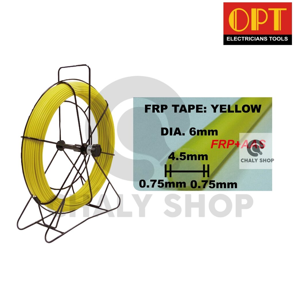 "OPT" F06100T ฟิชเทปไฟเบอร์กลาส พร้อมวงล้อ (FIBER GLASS FISH TAPE) ความยาว 100 เมตร