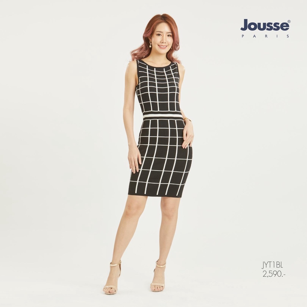 Jousse ชุดเดรส Dress เดรสทำงานลาย Beautiful Stripes สีดำ (JYT1BL)