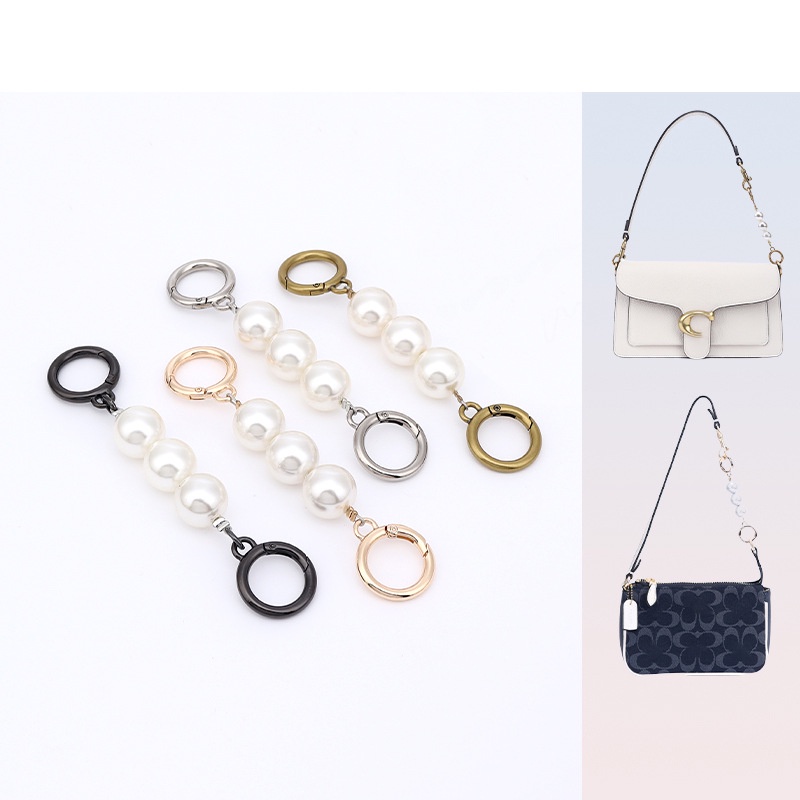 สายโซ่โลหะ ประดับไข่มุกเทียม แบบเปลี่ยน สําหรับคล้องกระเป๋า DIY