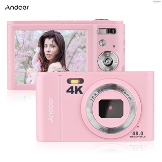 Andoer กล้องดิจิทัล แบบพกพา 48MP 4K หน้าจอ IPS 2.8 นิ้ว ซูม 16X ตั้งเวลาได้เอง หน่วยความจําขยาย 128GB ตรวจจับใบหน้า กันสั่น พร้อมสายคล้องมือ 2 ชิ้น กระเป๋าพกพา